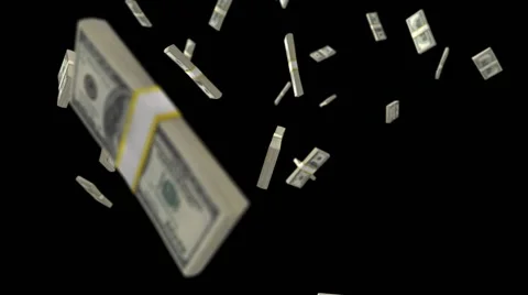 Pack of Dollar Bills Falling Slowly Video stock 68777507