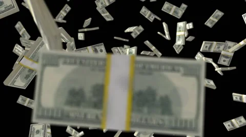 Pack of Dollar Bills Falling Slowly HD Vídeo Stock 68778438