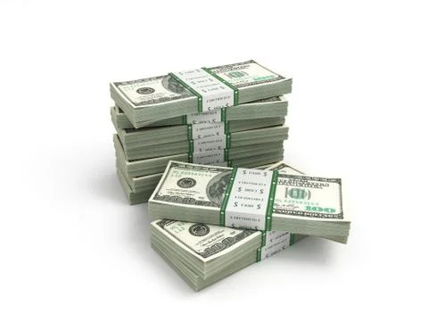 Pack of dollar bills isolated on white Stock Illustration