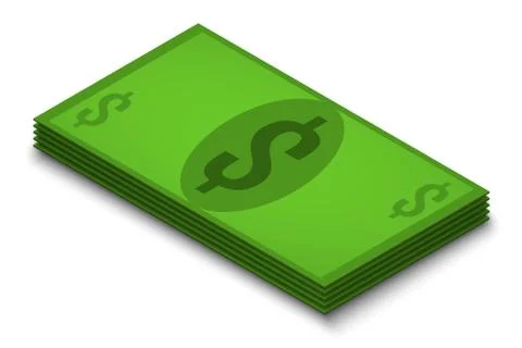 Pack of dollars bills on a white background, isolate, isometry Stock Illustration