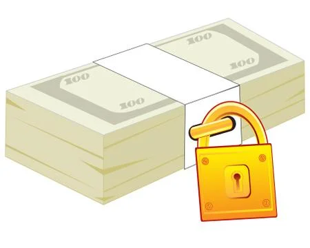 Pack of the dollars on lock Stock Illustration