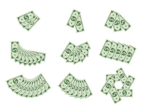 Pack of dollars. Vector illustration for web, mobile app in flat design. Stock Illustration