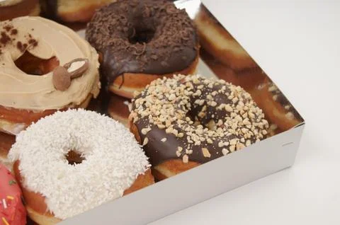 Pack of donuts on a white background Stock Photos