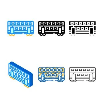 Pack double deck wagon color icon vector 스톡 일러스트