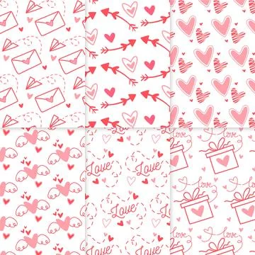 Pack of drawn valentine's day pattern Illustrazione stock