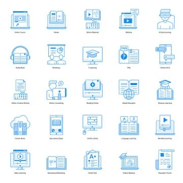 Pack Of E Learning Flat Icons Stock-Illustration