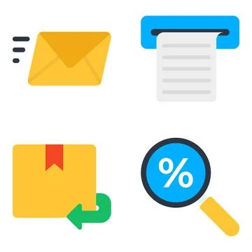 Pack of Ecommerce Flat Icons Stock Illustration