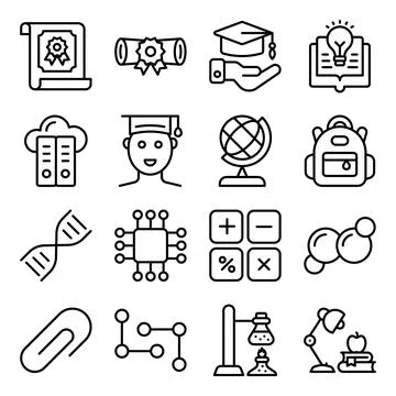 Pack of Education and Knowledge Linear Icons Stock Illustration