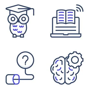 Pack of Education and Learning Flat Icons Illustrazione stock