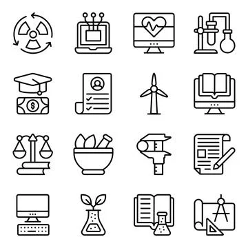 Pack of Education and Learning Linear Icons Illustrazione stock