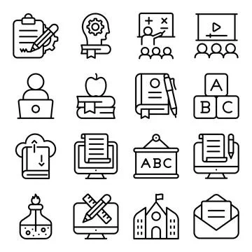 Pack of Education and Learning Linear Icons Illustrazione stock