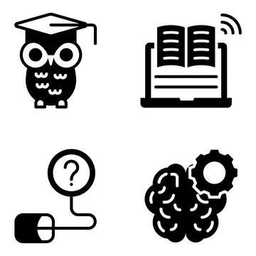 Pack of Education and Learning Solid Icons Stock-Illustration