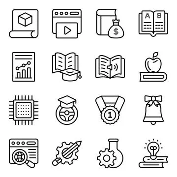 Pack of Education and Study Linear Icons Stock Illustration