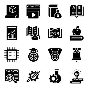 Pack of Education and Study Solid Icons Stock-Illustration