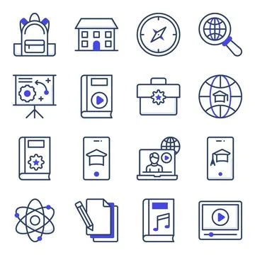 Pack of Education Flat Icons Stock Illustration