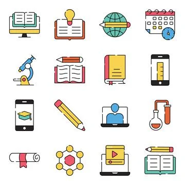Pack of Education Flat Icons Stock-Illustration