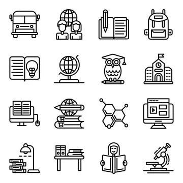 Pack of Education Linear Icons Illustrazione stock