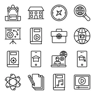 Pack of Education Linear Icons Stock Illustration