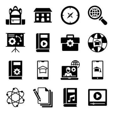 Pack of Education Solid Icons Illustrazione stock