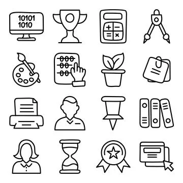 Pack of Education Technology Linear Icons 스톡 일러스트