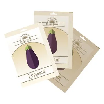 Pack of eggplant seeds Stock Illustration