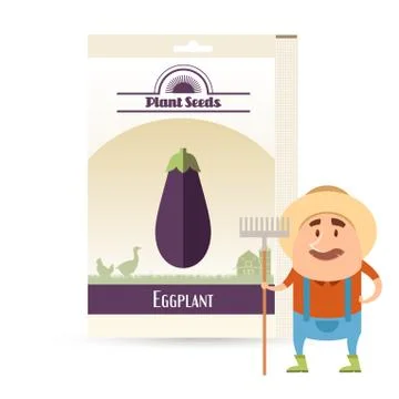 Pack of eggplant seeds Illustrazione stock