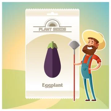 Pack of eggplant seeds Stock Illustration