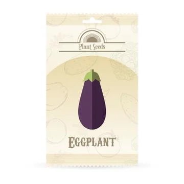 Pack of eggplant seeds Stock Illustration