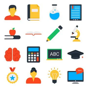 Pack of ELearning Flat Icons Stock Illustration