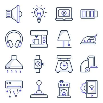 Pack of Electronic flat Icons Stock Illustration