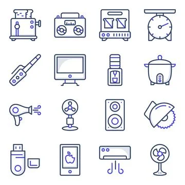 Pack of Electronic flat Icons Stock Illustration