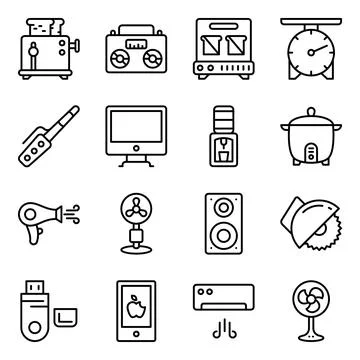 Pack of Electronic Linear Icons Stock Illustration