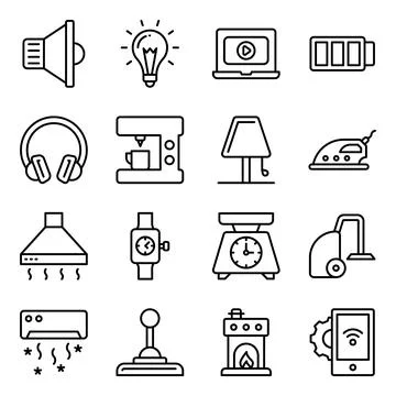 Pack of Electronic Linear Icons Stock Illustration