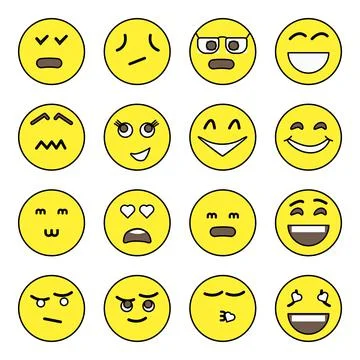 Pack of Emojis Characters Icons Illustrazione stock
