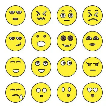 Pack of Emotag and Face Expression Flat Icons Illustrazione stock