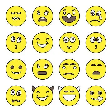 Pack of Emoticon and Emotion Flat Icons Stock-Illustration