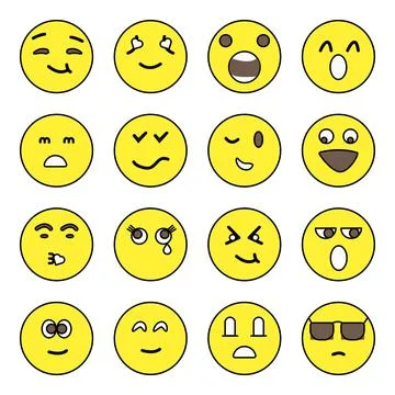 Pack of Emoticon and Text Faces Icons Illustrazione stock