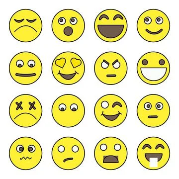 Pack of Emoticon Flat Icons Stock Illustration