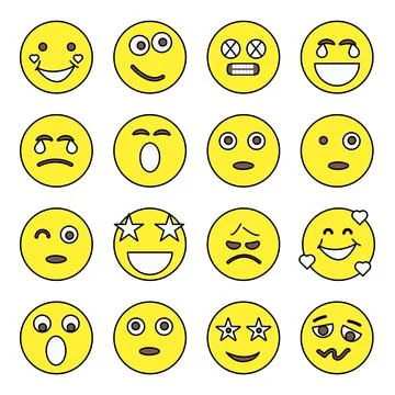 Pack of Emotion and Face Expression Flat Icons Stock-Illustration