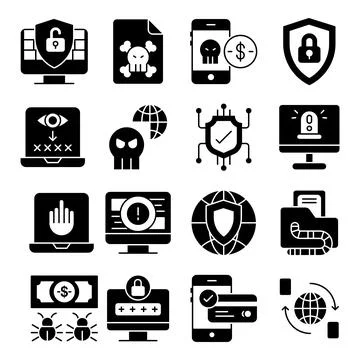 Pack of Encryption Solid Icons Stock Illustration