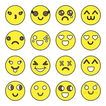 Pack of Face Expression Flat Icons Stock Illustration