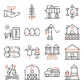 Pack of Farming Linear Icons Stock Illustration