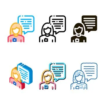 Pack female worker talk vector outline Illustration