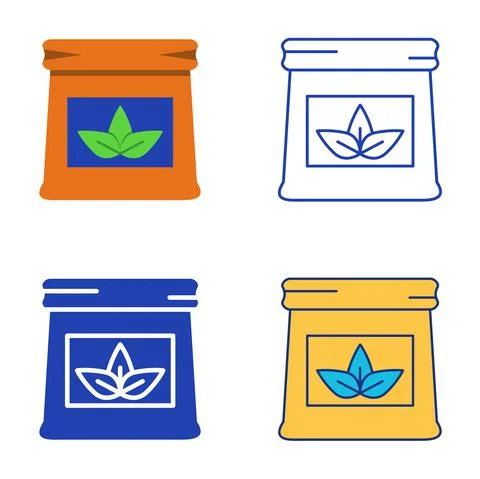 Pack of fertilizer icon set in flat and line style Illustrazione stock