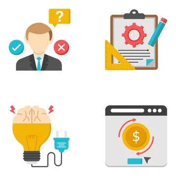 Pack of Finance and Statistics Flat Icon Stock Illustration