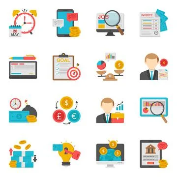 Pack of Finance Flat Icon Stock Illustration