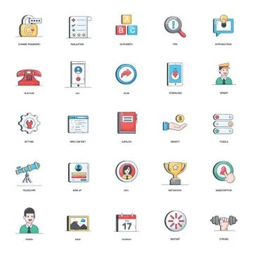Pack Of Finance Flat Icons Illustrazione stock