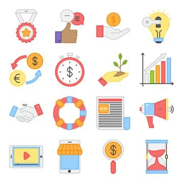 Pack of Finance Flat Icons Stock-Illustration