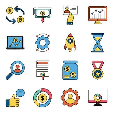 Pack of Finance Flat Icons Stock-Illustration