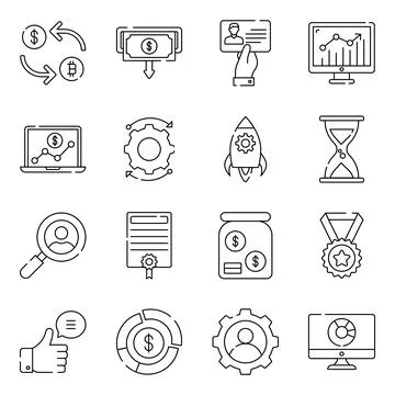 Pack of Finance Linear Icons Illustrazione stock